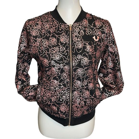 True Religion ALL OVER ROSE Jacket Size Large TR839JK15 - Picture 2 of 10